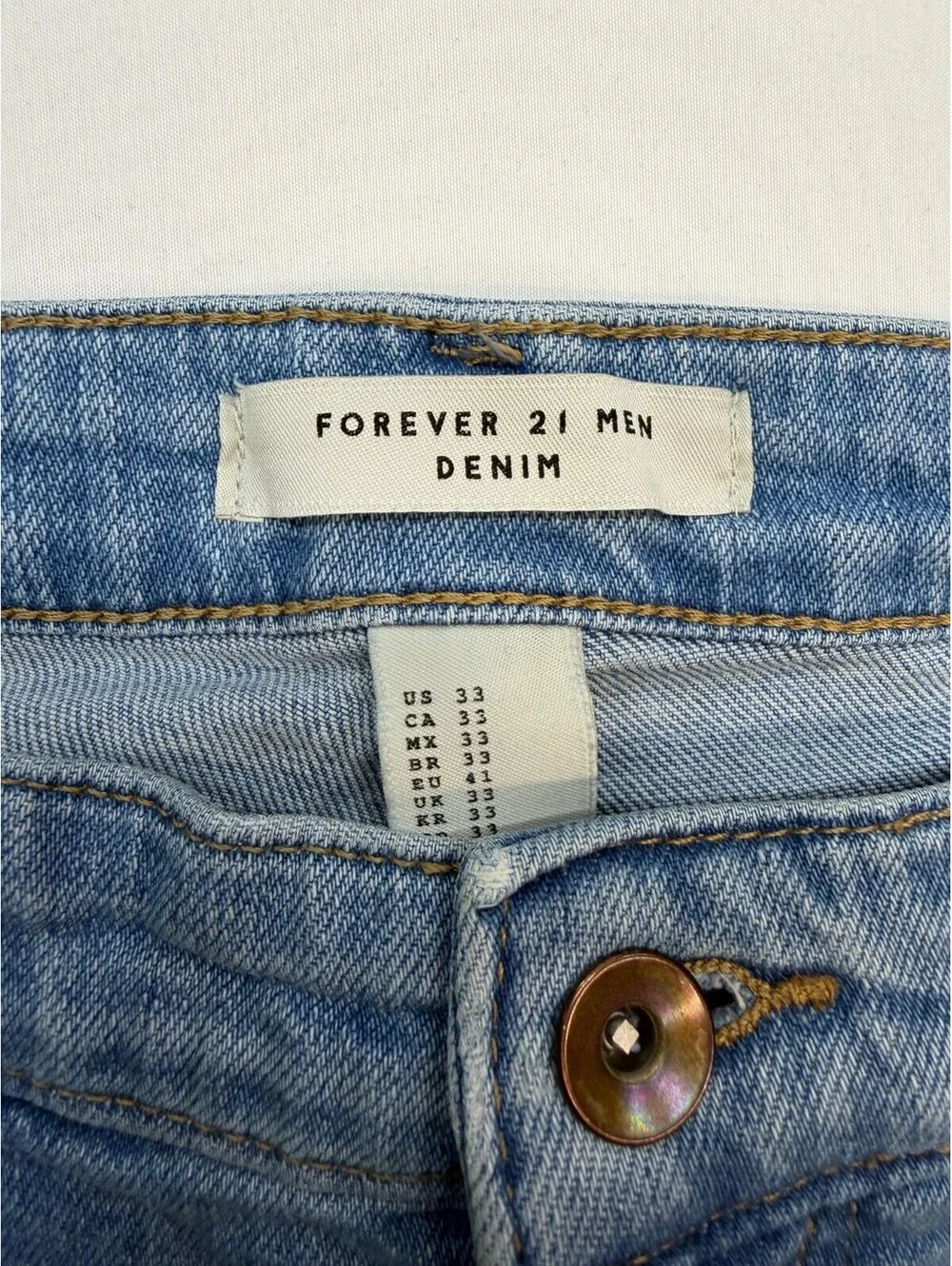 Forever 21 Men's Jeans Straight Medium Wash Solid Denim Mid Rise Size 33 Blue